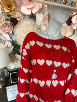 Red Sweater with White Hearts