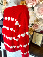 Red Sweater with White Hearts
