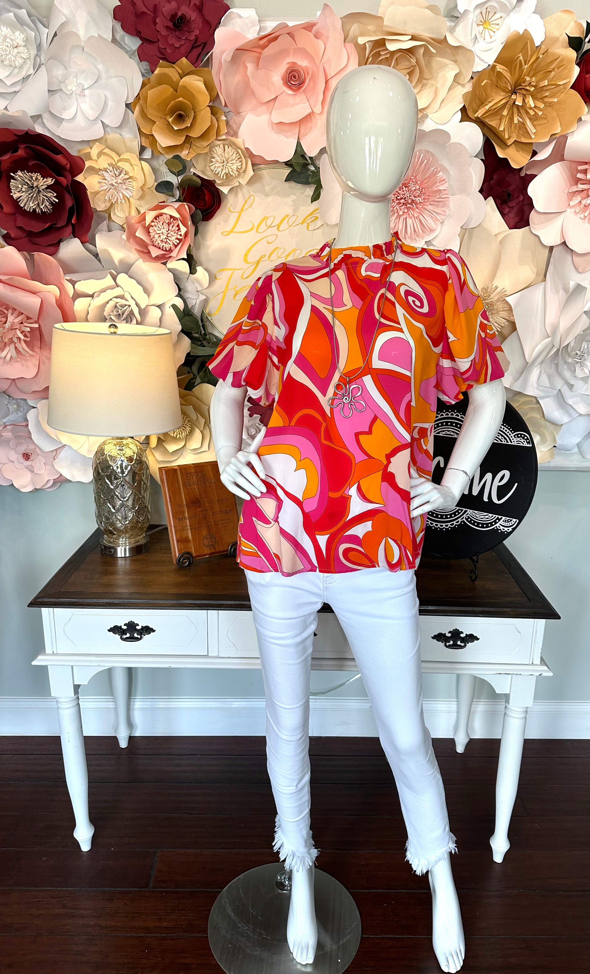 Red, Orange, White multi print