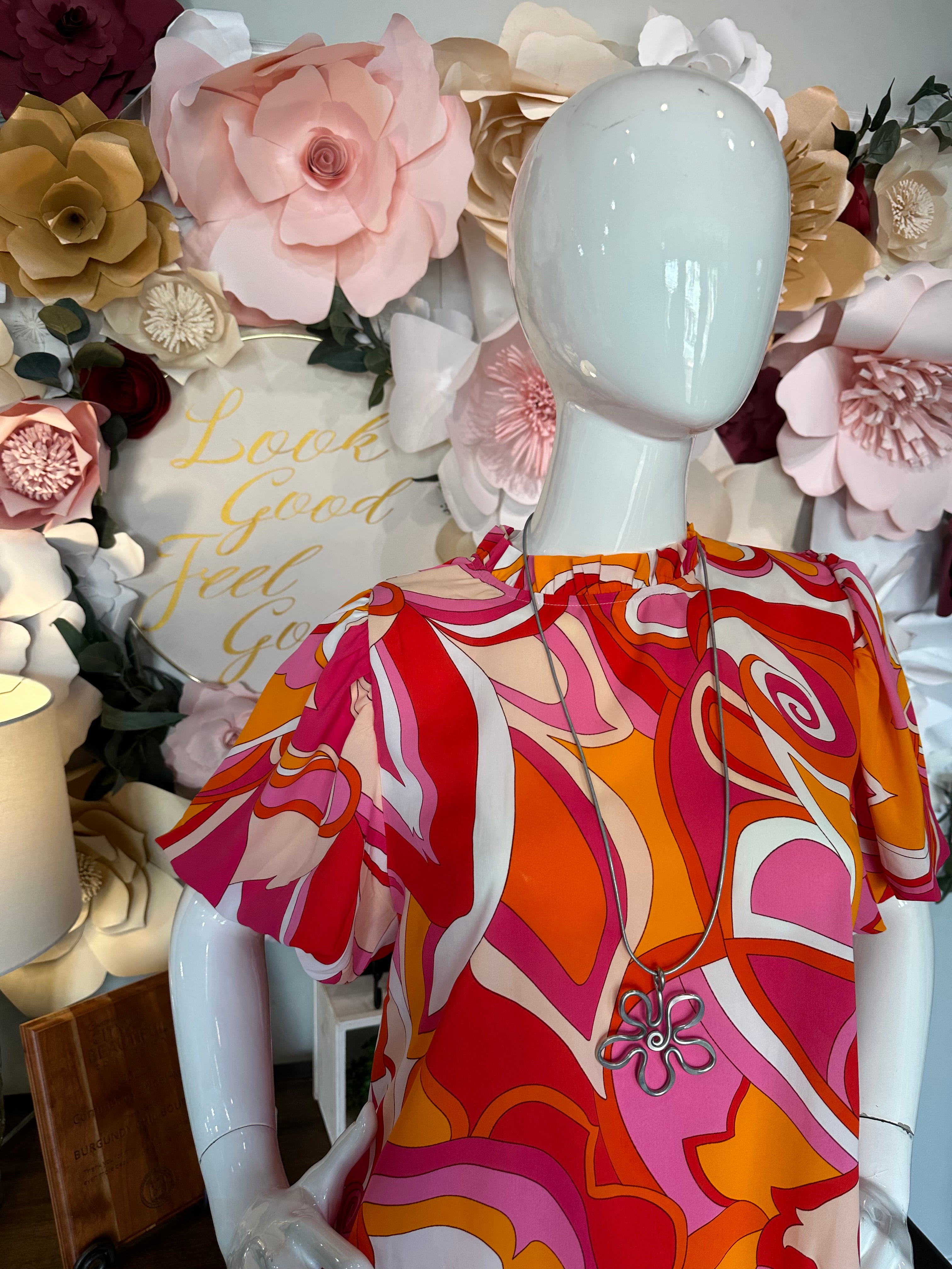 Red, Orange, White multi print