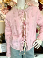 Light Pink tie Front Cardigan
