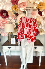 Pink/Red Love Color Block Sweater