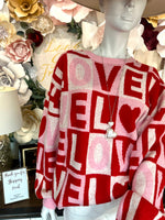 Pink/Red Love Color Block Sweater