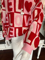 Pink/Red Love Color Block Sweater