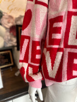 Pink/Red Love Color Block Sweater