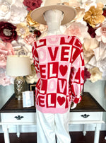 Pink/Red Love Color Block Sweater