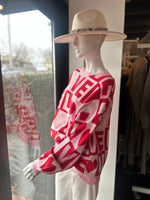 Pink/Red Love Color Block Sweater