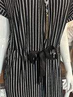 Striped Midi Dress with Drawstring Waist