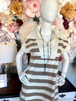 Ivory and Taupe Stripe Dress
