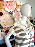 Ivory and Taupe Stripe Dress