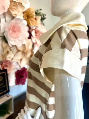 Ivory and Taupe Stripe Dress