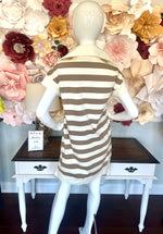 Ivory and Taupe Stripe Dress