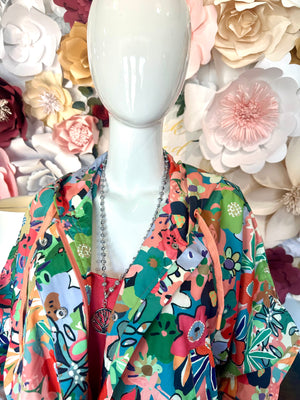 Coral Mix Floral Windbreaker