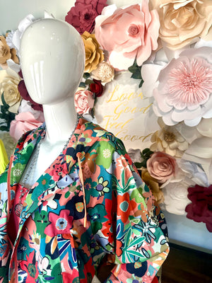 Coral Mix Floral Windbreaker