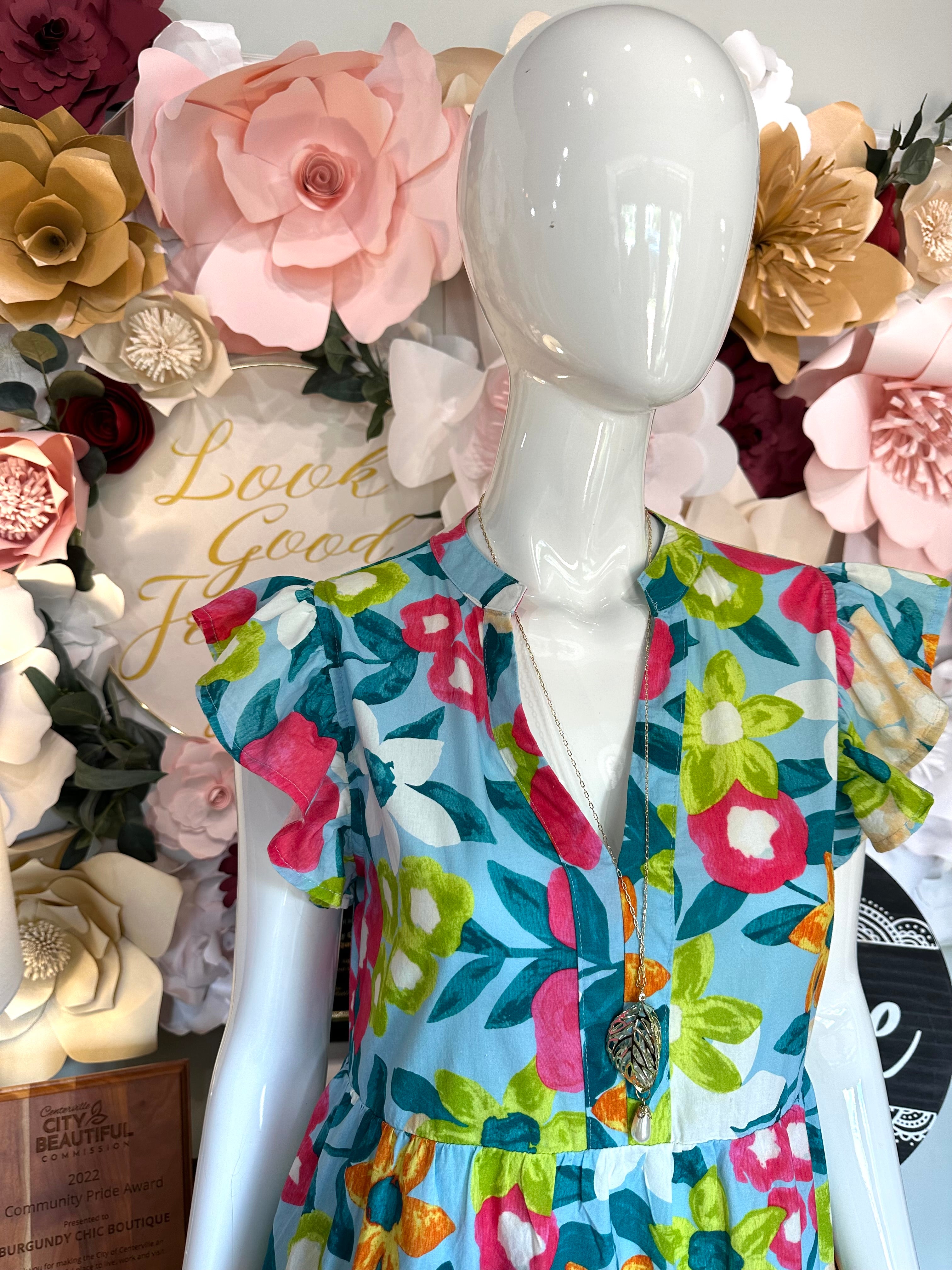 Flower Print Mini Dress