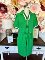 Green Drawstring Waist Dress