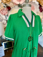 Green Drawstring Waist Dress