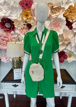 Green Drawstring Waist Dress