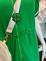 Green Drawstring Waist Dress