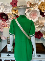 Green Drawstring Waist Dress