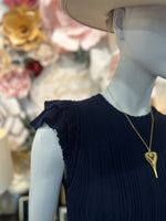 Navy Ruffled Sleeveless top