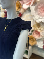 Navy Ruffled Sleeveless top