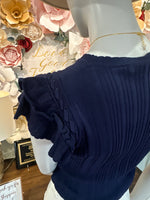 Navy Ruffled Sleeveless top