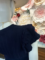Navy Ruffled Sleeveless top