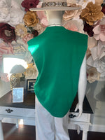 Green Cap Sleeve Mock Neck Top
