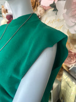 Green Cap Sleeve Mock Neck Top