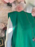 Green Cap Sleeve Mock Neck Top