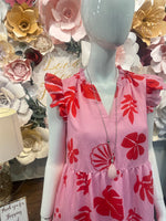 Pink Red Tiered Dress