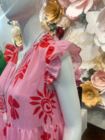 Pink Red Tiered Dress
