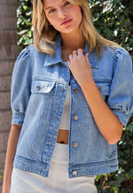 Short Puff Sleeve Denim Jacket