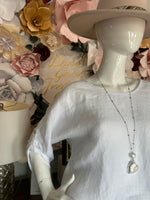White Linen Top with Muslin Trim
