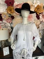 White Linen Top with Muslin Trim