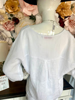 White Linen Top with Muslin Trim