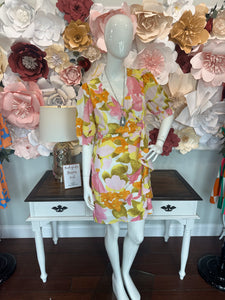 Tangerine Mix Flower Print Dress