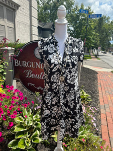 Black/White Floral Tiered Dress