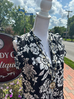 Black/White Floral Tiered Dress