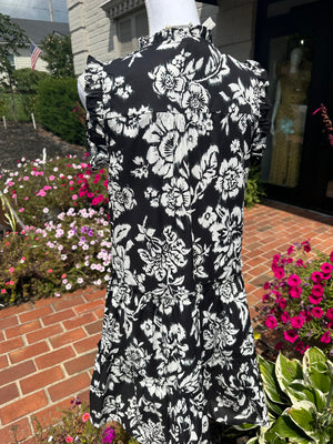Black/White Floral Tiered Dress