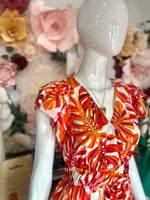 Orange Leaf Print Dress