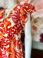 Orange Leaf Print Dress