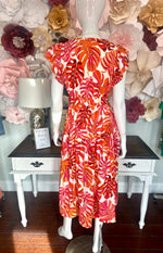 Orange Leaf Print Dress