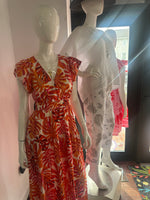 Orange Leaf Print Dress
