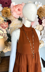 Camel Sleeveless Tiered Dress