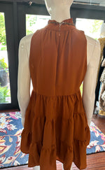 Camel Sleeveless Tiered Dress