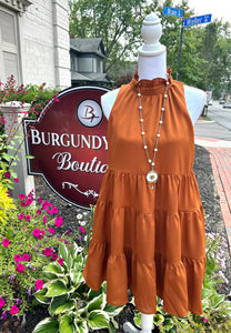 Camel Sleeveless Tiered Dress