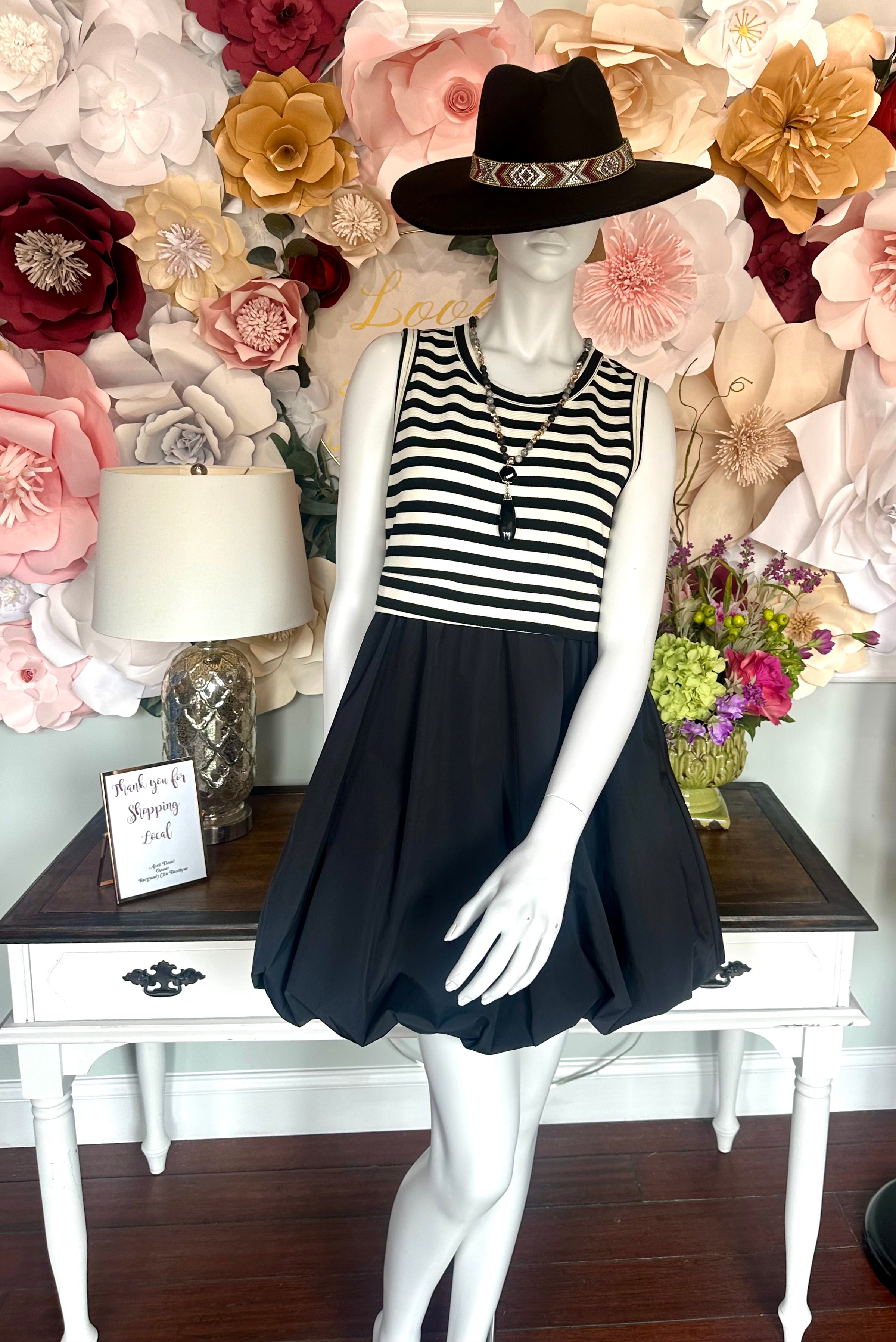 Black/Cream Bubble Bottom Dress