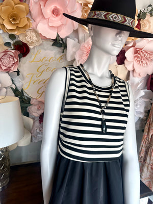 Black/Cream Bubble Bottom Dress